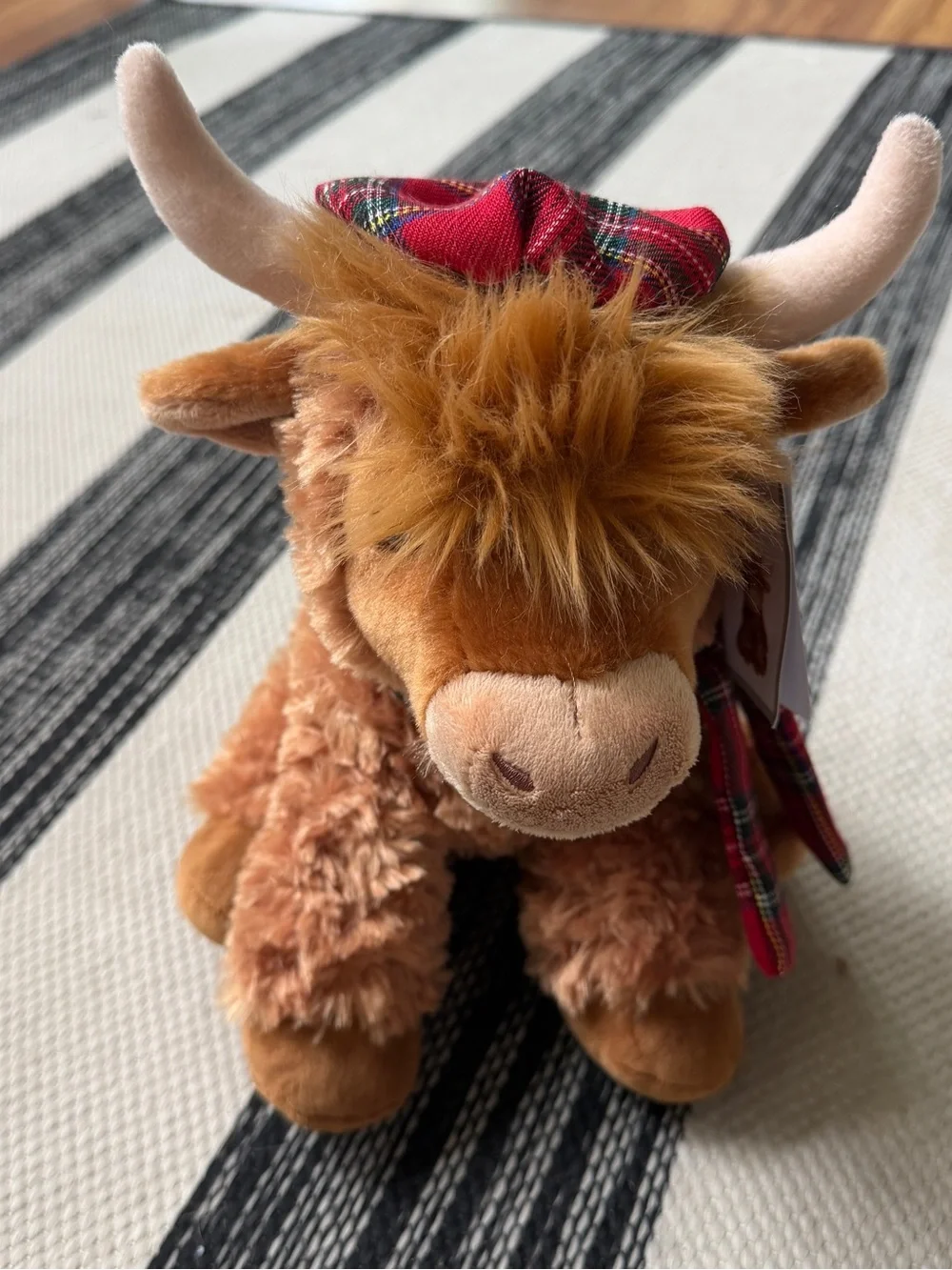 Amari The Cow Scottish Highland Cow Plush in Brown with Red Tartan Hat New! - Picture 2 of 10
